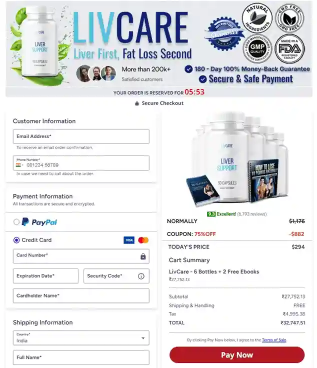 LivCare Order Page